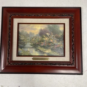 Thomas Kinkade Lamplight Bridge Canvas Print Small Framed Print - Picture 1 of 11