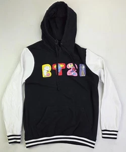 BT21 Universe Club Size Medium Mens Black White Sleeves Pullover Pocket Hoodie - Picture 1 of 9