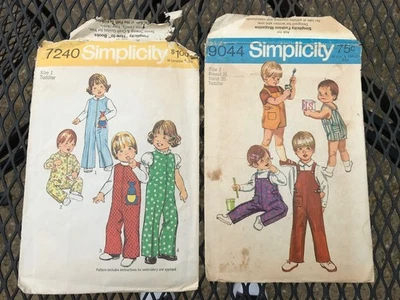 Vintage 1970-75 Simplicity Toddler Sew Patterns #7240/#9044 Unisex romper   - Image 1 of 4