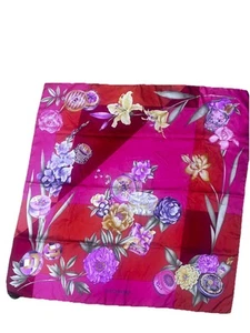 Leonard Paris Seidentuch Floral/Rosa, Blau/Rot/Grün/Gold Vintage 34x34. - Bild 1 von 13