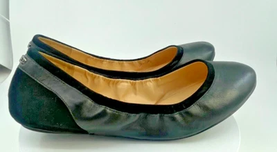 Cole Haan Women 9 B Ballerina Flats Black Suede & Leather Shoes Beach - Image 1 of 4