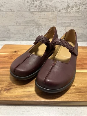 Zapatos planos Hotter Shake Mary Jane para mujer talla 10 de cuero borgoña - COMO NUEVOS Foto 1 de 4