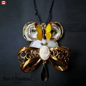 Art Deco Nouveau Jewelry Necklace Pendant Retro Butterfly Luxury Big Bow Flake - Picture 1 of 24