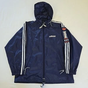 Rare Vintage Adidas One World Full Zip Windbreaker Track Jacket Hood Men's M - Picture 1 of 21
