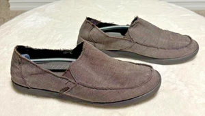 Men’s Crocs Santa Cruz Loafer Brown Canvas Slip-on Boat Shoes Size 15 - Picture 1 of 5