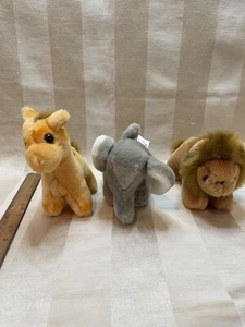 Chosen Lion, Giraffe & Elephant Plushies Stuffed Animals Cute Small VTG - Picture 1 of 4