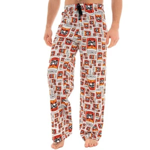 Pantaloni lounge The Simpsons adulti uomo S M L XL XXL Duff birra fondo pigiama rosso - Foto 1 di 2