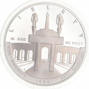 Proof 1984-S Olympic Coliseum Commemorative 90% Silver Dollar - 29 gram 洛杉磯 奧運會 - Picture 1 of 2