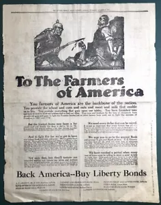Vintage 1917 WWI Poster Zeitung Laporte, Indiana Farming War Bonds - Bild 1 von 3
