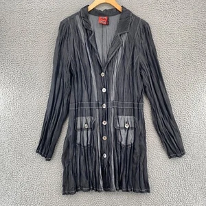 Simon Chang Blazer Womens 14 Gray Pleated Button Up Pockets Lightweight Office - Picture 1 of 11