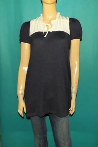 BEL AIR Tunic Silk And Cashmere Blue and White Size 1 Or 36 Fr - Imagen 1 de 6