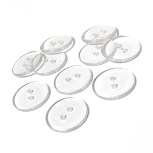 Resin Buttons Clear Round 20mm 2-Hole Pack Of 10 - Picture 1 of 1