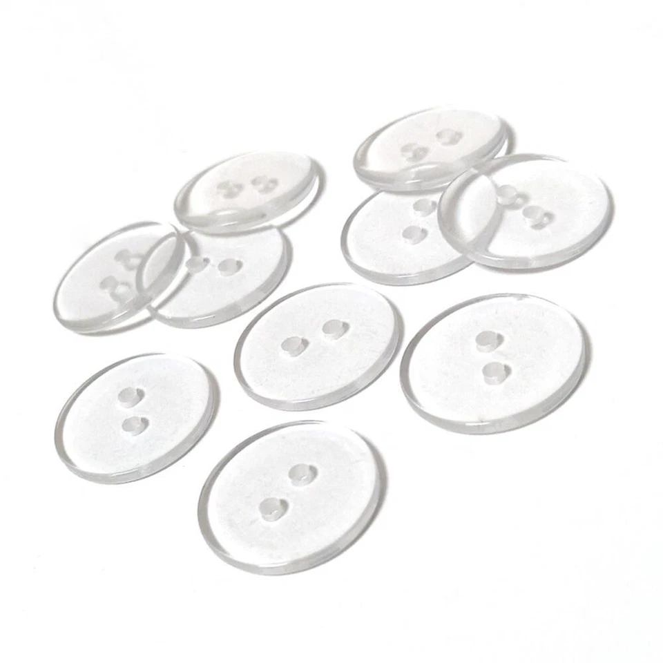 Resin Buttons Clear Round 20mm 2-Hole Pack Of 10 - Image 1 of 1