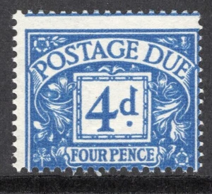 1962 4d BLUE MULTIPLE CROWNS WMK POSTAGE DUE 'MIS-PERF' VARIETY. SG D61 - Picture 1 of 1