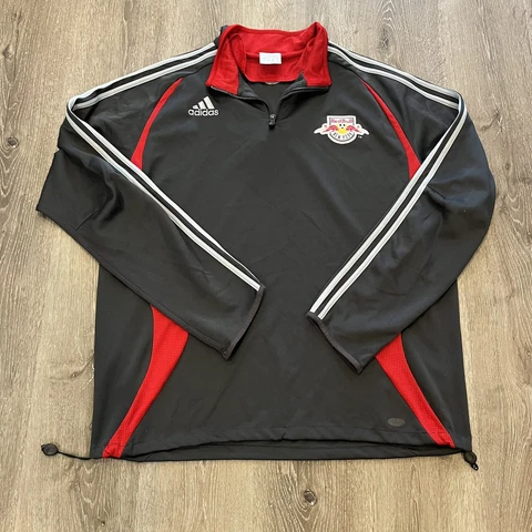 New York Red Bulls MLS Soccer Adidas Quarter Zip Gray Pullover Size Men’s XL Cover