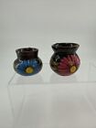 2 Vintage Miniature Ceramic Tiny Pitchers Rewarded Glazed Floral