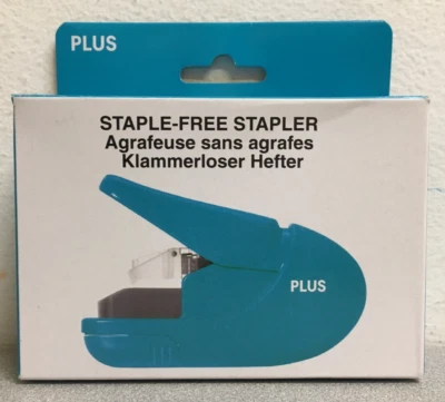 PLUS 31-081 Paper Clinch Compact Staple-Free Turquoise Stapler - Image 1 of 4