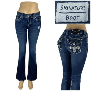 Pantalones de mezclilla Miss Me para mujer 28 X 32 (real) bota de firma azul mezcla de algodón talla 27 - Imagen 1 de 12