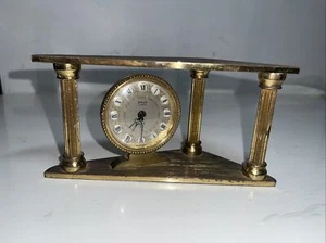 VINTAGE SOLO DESK CLOCK, BRASS BASE MADE IN FRANCE (286) - Foto 1 di 4