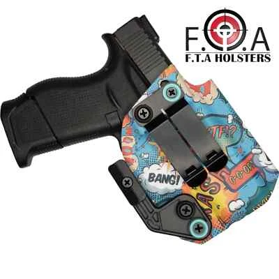 F. T.A HOLSTERS IWB Kydex Holster Optics-Ready – Claw, Adjustable Cant, Wedge – Comic Print