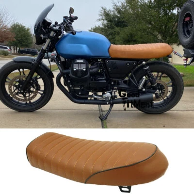 Flat Brat Seat Cafe Racer Vintage Cushion Saddle Brown For Moto Guzzi V7 V9 V50 - Image 1 of 4