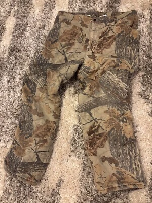 VINTAGE DUXBAK PANTS MENS 38 REGULAR CAMO REAL TREE QUILT LINED HUNTING OUTDOORS - Image 1 of 4