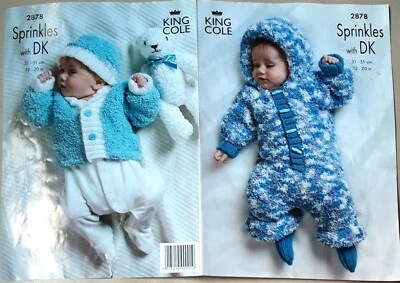 Orig King Cole Sprinkles Wth Dk Baby Jacket Hat Suit Socks Knitting Pattern 2878 - Image 1 of 4