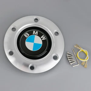 Botón de bocina BMW plateado para volantes MOMO OMP NRG SPARCO VERTEX - Imagen 1 de 5