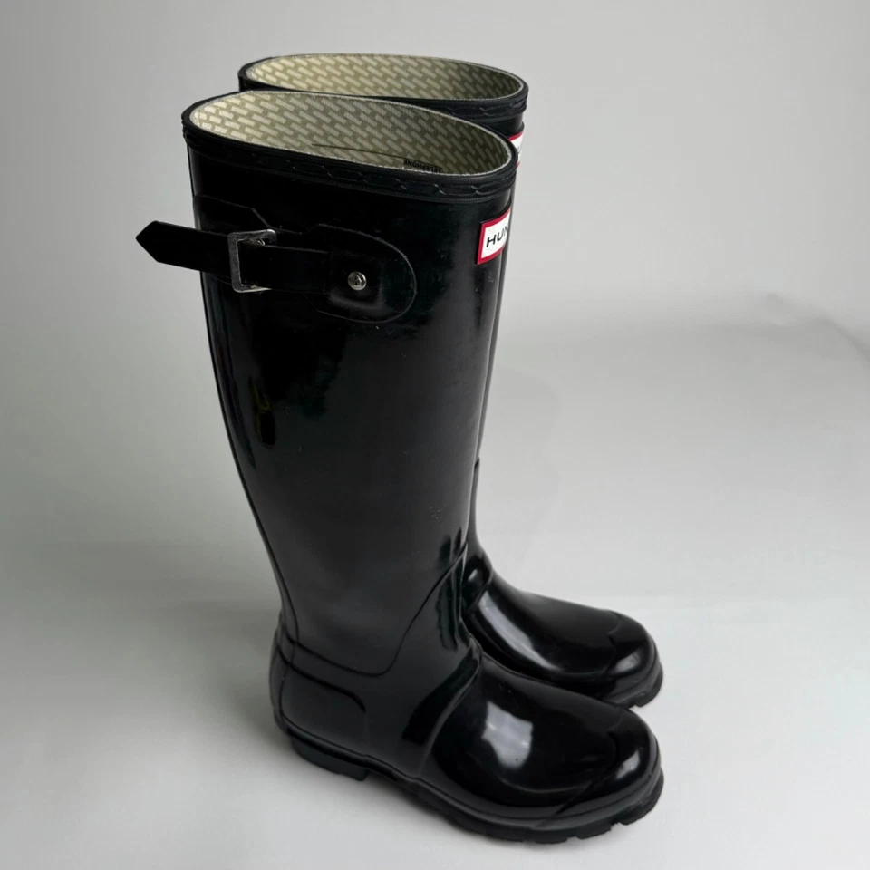 Original Tall Hunter Rainboots UK 3 US 4M, EURO 35/36, Black Gloss W23616 Rare - Image 1 of 4