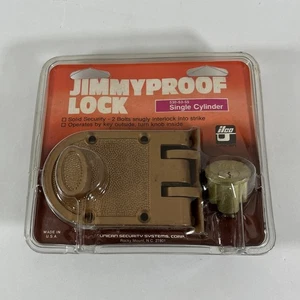 ILCO Jimmyproof Deadlock 520-53-55 Single Cylinder Heavy Duty Lock, Bronze NOS! - Picture 1 of 11
