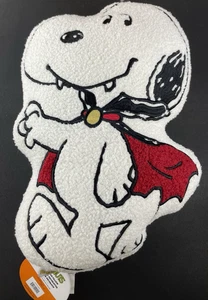 Peanuts Snoopy Halloween Dracula Shaped Sherpa White Pillow Count Snoopy 17" NEW - Picture 1 of 6