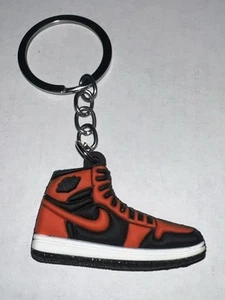 Air Jordan Red, Black & White Shoe Rubber Keychain - Picture 1 of 5