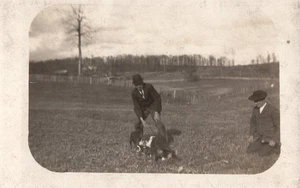 2 Men 2 Dogs Social History Lucas Ohio 1909 Vintage Postcard - Picture 1 of 2