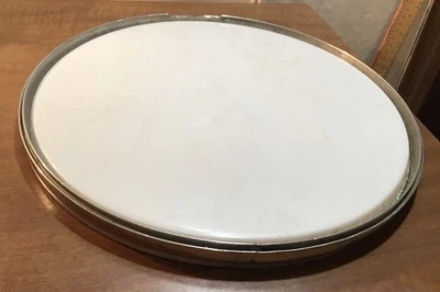 Vtg 10 7/8” Banjo Nickel Plated Brass Tension Hoop w/ Head Parts Project Luthier - Image 1 of 4