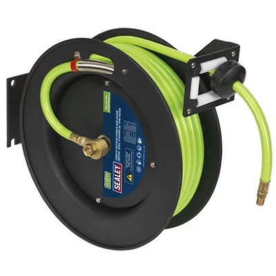 Sealey Retractable Air Hose Metal Reel 15m10mm ID High-Visibility TPR Hose - Image 1 of 4