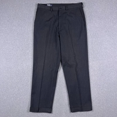VTG Polo Ralph Lauren Pants Mens 35x30 Dark Gray Twill Wool Blend Made in USA - Image 1 of 4