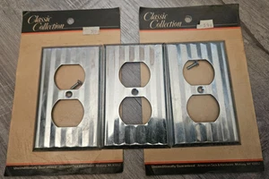 3 Vintage American Tack Outlet Cover Plates Chrome Steel Classic Collection NOS. - Picture 1 of 1