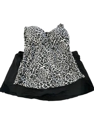 Jantzen Comfort Strap Tankini with Skirted Bottom Size 16 Leopard Swimwear NEW - Image 1 of 4