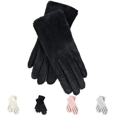 Guantes de invierno de gamuza sintética para mujer con pantalla táctil forrados suaves a prueba de viento guantes cálidos Foto 1 de 4