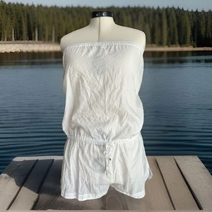 Michael Kors Strapless Romper Swim Cover-up L White Beach Summer Vacay - Picture 1 of 7