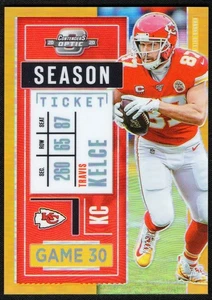 TRAVIS KELCE 2020 PANINI CONTENDERS OPTIC SEASON TICKET ORANGE PRIZM /50 SP - Picture 1 of 2