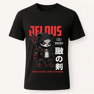 JELOUS Streetwear menswear Japanese warrior Graphic T-Shirt Cotton S-XXL - Picture 1 of 6