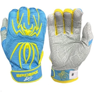 Spiderz ENDITE E Martinez Adult Baseball Batting Gloves - Columbia/Yellow - XXL - Picture 1 of 1