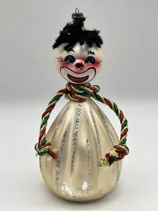 Vintage Decarlini Blown Hand Painted Clown Black Hair Christmas Ornament 5.5” - Picture 1 of 8