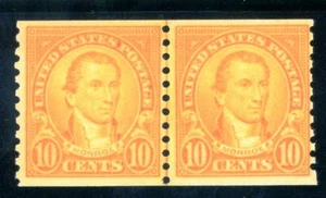 USAstamps Unused FVF US 1923 Rotary Coil Monroe Line Pair Scott 603 OG MNH - Picture 1 of 2