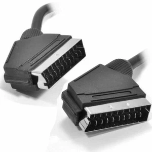 5m Black Round Scart Cable 21 Pins With Nickle Plated Ends - Picture 1 of 3
