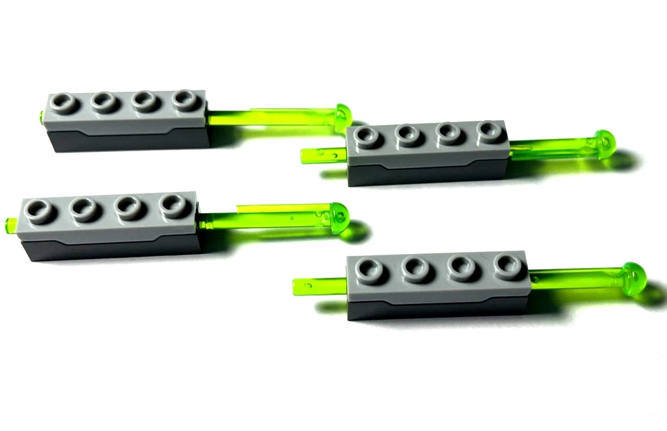 LEGO 4x Projectile Launcher 1x4 Spring Shooter Light Blu Gry Top & green missile - Image 1 of 3