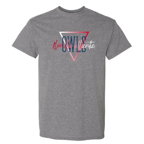 Florida Atlantic Owls Gradient Triangle T Shirt - Team Color College University Cover