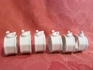 6 porta tovaglioli in porcellana anelli per tovaglioli anatra uccellino 6 cm anello per tovaglioli D409 GF - Foto 1 di 5