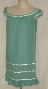 Vintage Betsey Johnson SEAFOAM Green LINEN DRESS size 6 WASHABLE - Picture 1 of 3